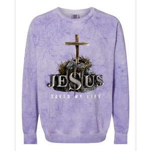 Jesus Saved My Life Christian Religious Bible Church Colorblast Crewneck Sweatshirt