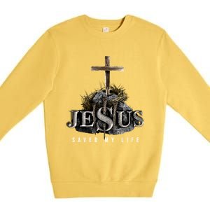 Jesus Saved My Life Christian Religious Bible Church Premium Crewneck Sweatshirt