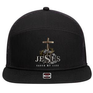 Jesus Saved My Life Christian Religious Bible Church 7 Panel Mesh Trucker Snapback Hat