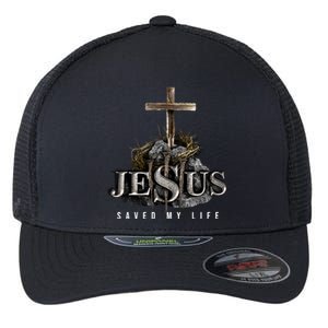 Jesus Saved My Life Christian Religious Bible Church Flexfit Unipanel Trucker Cap