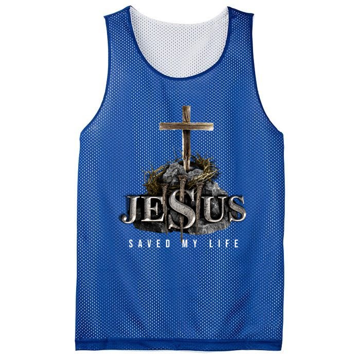 Jesus Saved My Life Christian Religious Bible Church Mesh Reversible Basketball Jersey Tank