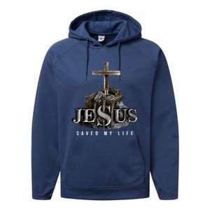 Jesus Saved My Life Christian Religious Bible Church Performance Fleece Hoodie