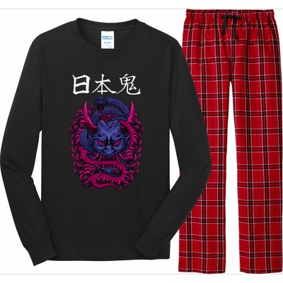 Japanese Samurai Mask With Ornament Long Sleeve Pajama Set