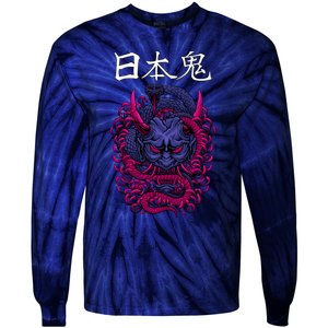 Japanese Samurai Mask With Ornament Tie-Dye Long Sleeve Shirt