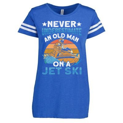 Jet Skiing Never Underestimate An Old On A Jet Ski Gift Enza Ladies Jersey Football T-Shirt