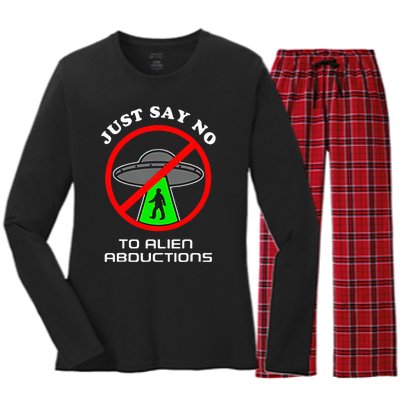 Just Say No To Alien Abductions Women's Long Sleeve Flannel Pajama Set 