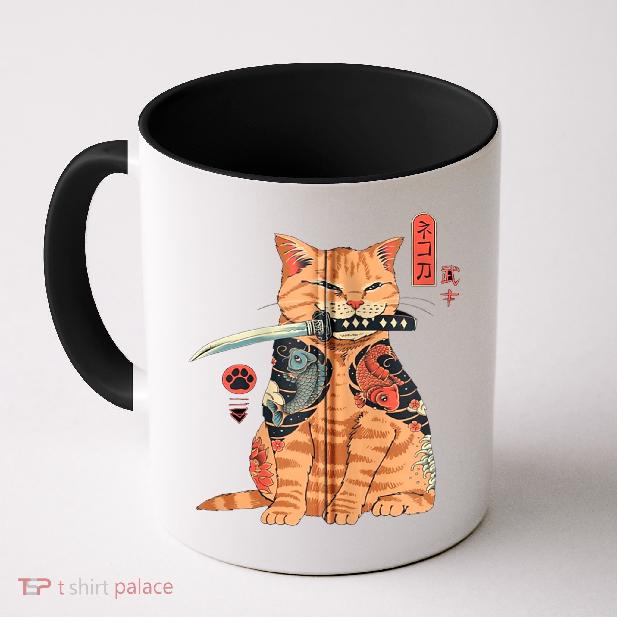Japanese Samurai Ninja Cat Kawaii Attoo Zip Mug