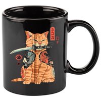 Japanese Samurai Ninja Cat Kawaii Attoo Zip 11oz C Handle Ceramic Mug
