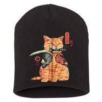 Japanese Samurai Ninja Cat Kawaii Attoo Zip Short Acrylic Beanie