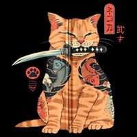 Japanese Samurai Ninja Cat Kawaii Attoo Zip Short Acrylic Beanie