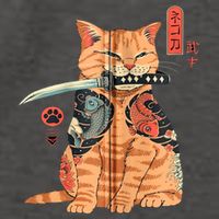 Japanese Samurai Ninja Cat Kawaii Attoo Zip Vector Backpack
