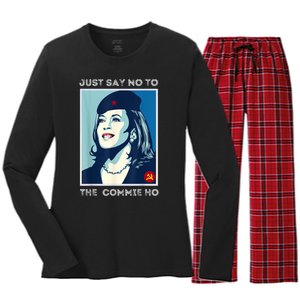 Just Say No To The Commie Ho Harris For President 2024 Women's Long Sleeve Flannel Pajama Set 