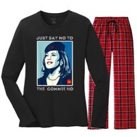 Just Say No To The Commie Ho Harris For President 2024 Women's Long Sleeve Flannel Pajama Set 