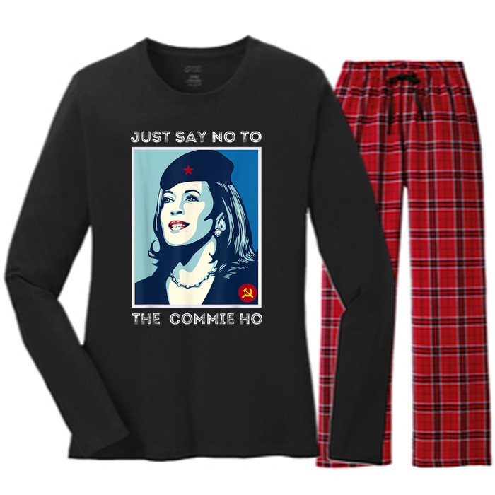 Just Say No To The Commie Ho Harris For President 2024 Women's Long Sleeve Flannel Pajama Set 