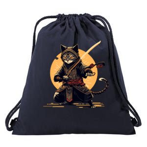 Japanese Samurai Ninja Cat Anime Kawaii Catzilla Cat Drawstring Bag