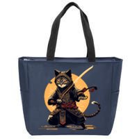 Japanese Samurai Ninja Cat Anime Kawaii Catzilla Cat Zip Tote Bag