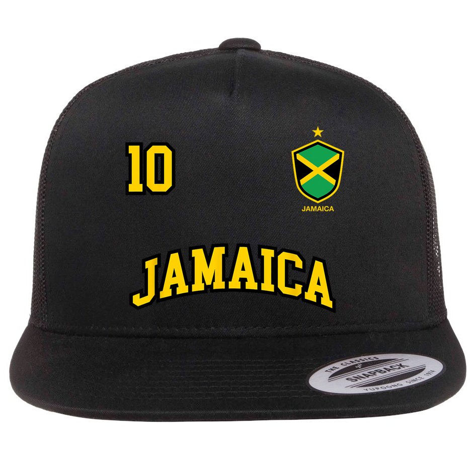 Jamaica Shirts Number 10 Soccer Team Sports Jamaican Flag Flat Bill Trucker Hat