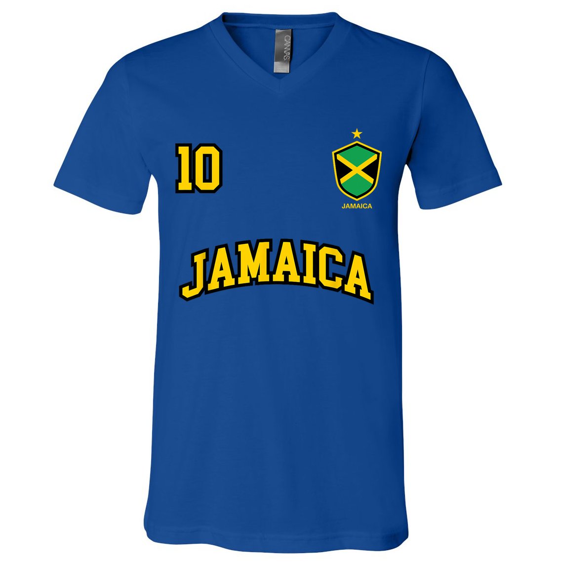 Jamaica Shirts Number 10 Soccer Team Sports Jamaican Flag V-Neck T-Shirt