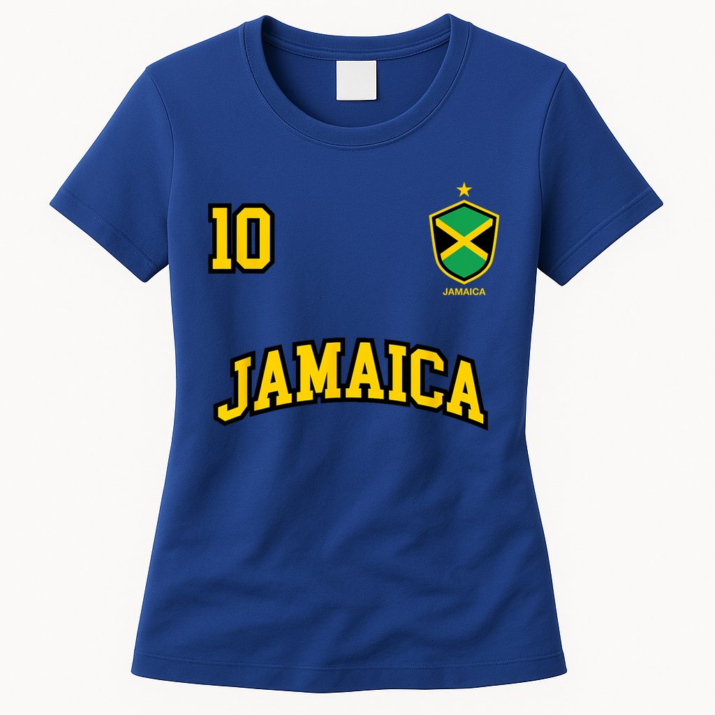 Jamaica Shirts Number 10 Soccer Team Sports Jamaican Flag Womens T-Shirt