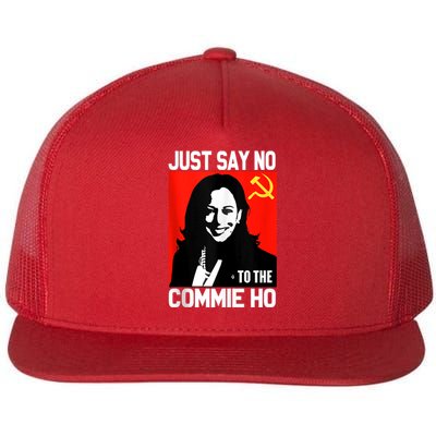 Just Say No To The Commie Ho Kamala Flat Bill Trucker Hat