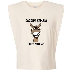 Just Say No Cacklin Kamala Donkey Funny Garment-Dyed Women's Muscle Tee