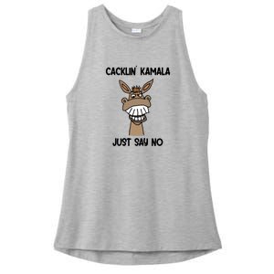 Just Say No Cacklin Kamala Donkey Funny Ladies PosiCharge Tri-Blend Wicking Tank