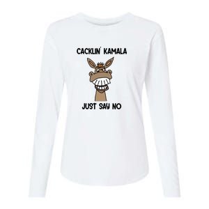 Just Say No Cacklin Kamala Donkey Funny Womens Cotton Relaxed Long Sleeve T-Shirt