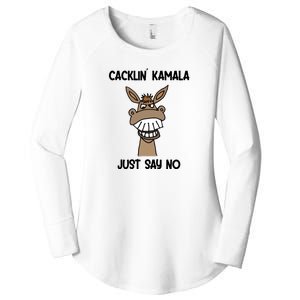 Just Say No Cacklin Kamala Donkey Funny Women's Perfect Tri Tunic Long Sleeve Shirt