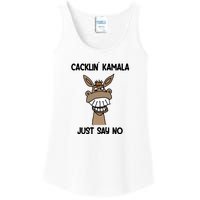 Just Say No Cacklin Kamala Donkey Funny Ladies Essential Tank