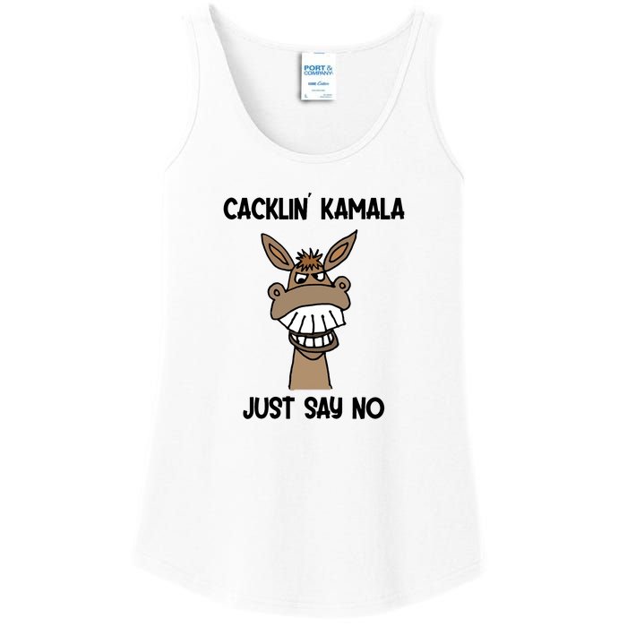 Just Say No Cacklin Kamala Donkey Funny Ladies Essential Tank