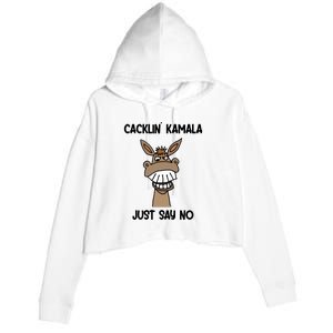 Just Say No Cacklin Kamala Donkey Funny Crop Fleece Hoodie