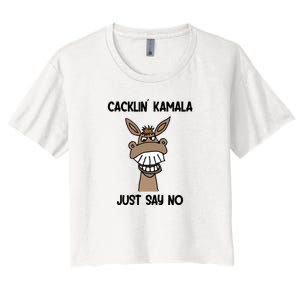 Just Say No Cacklin Kamala Donkey Funny Women's Crop Top Tee