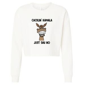 Just Say No Cacklin Kamala Donkey Funny Cropped Pullover Crew