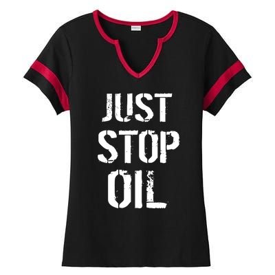 Just Stop Oil Climate Crisis Ladies Halftime Notch Neck Tee