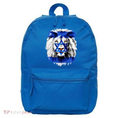 Jew Star Of David Lion Head Patriotic Jewish Flag  16 in Basic Backpack