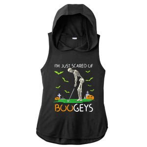 Just Scared Of Bogeys Skeleton Golf Halloween Ladies PosiCharge Tri-Blend Wicking Draft Hoodie Tank