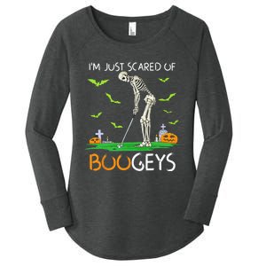 Just Scared Of Bogeys Skeleton Golf Halloween Women's Perfect Tri Tunic Long Sleeve Shirt