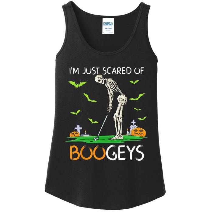 Just Scared Of Bogeys Skeleton Golf Halloween Ladies Essential Tank