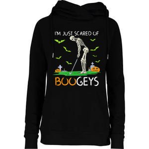 Just Scared Of Bogeys Skeleton Golf Halloween Womens Funnel Neck Pullover Hood