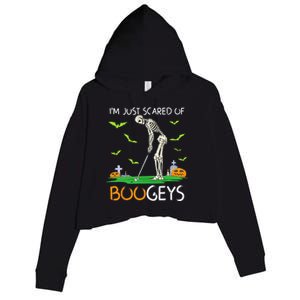 Just Scared Of Bogeys Skeleton Golf Halloween Crop Fleece Hoodie