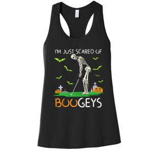 Just Scared Of Bogeys Skeleton Golf Halloween Women's Racerback Tank