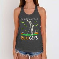 Just Scared Of Bogeys Skeleton Golf Halloween Women's Knotted Racerback Tank