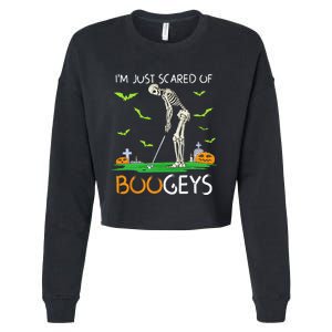 Just Scared Of Bogeys Skeleton Golf Halloween Cropped Pullover Crew