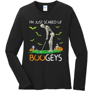 Just Scared Of Bogeys Skeleton Golf Halloween Ladies Long Sleeve Shirt