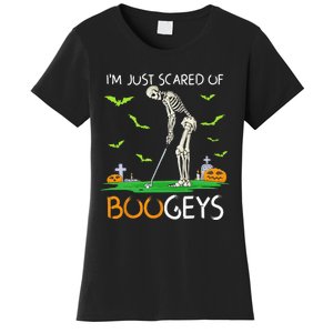 Just Scared Of Bogeys Skeleton Golf Halloween Women's T-Shirt