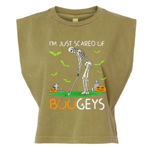 Just Scared Of Bogeys Skeleton Golf Halloween Garment-Dyed Women's Muscle Tee