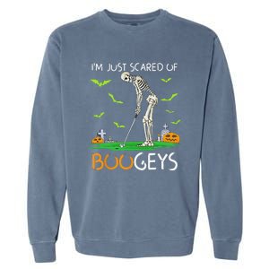 Just Scared Of Bogeys Skeleton Golf Halloween Garment-Dyed Sweatshirt