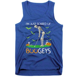 Just Scared Of Bogeys Skeleton Golf Halloween Tank Top