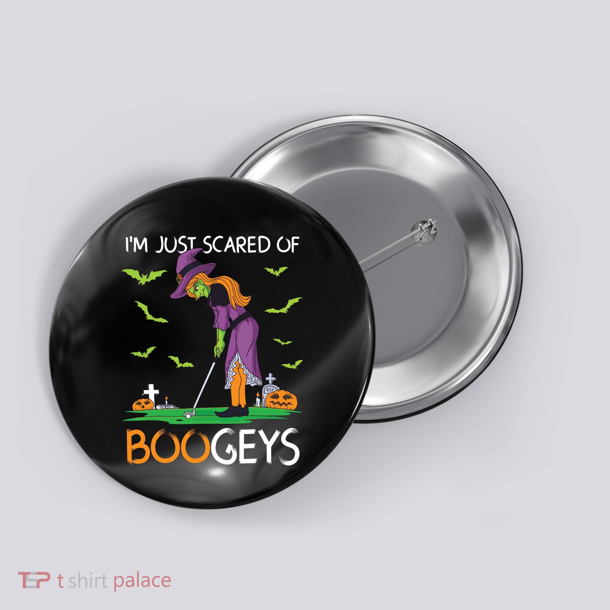 Just Scared Of Bogeys Witch Golf Halloween Button
