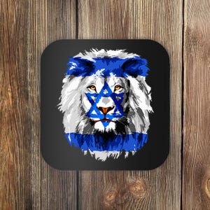 Jew Star Of David Lion Head Patriotic Jewish Flag  Coaster